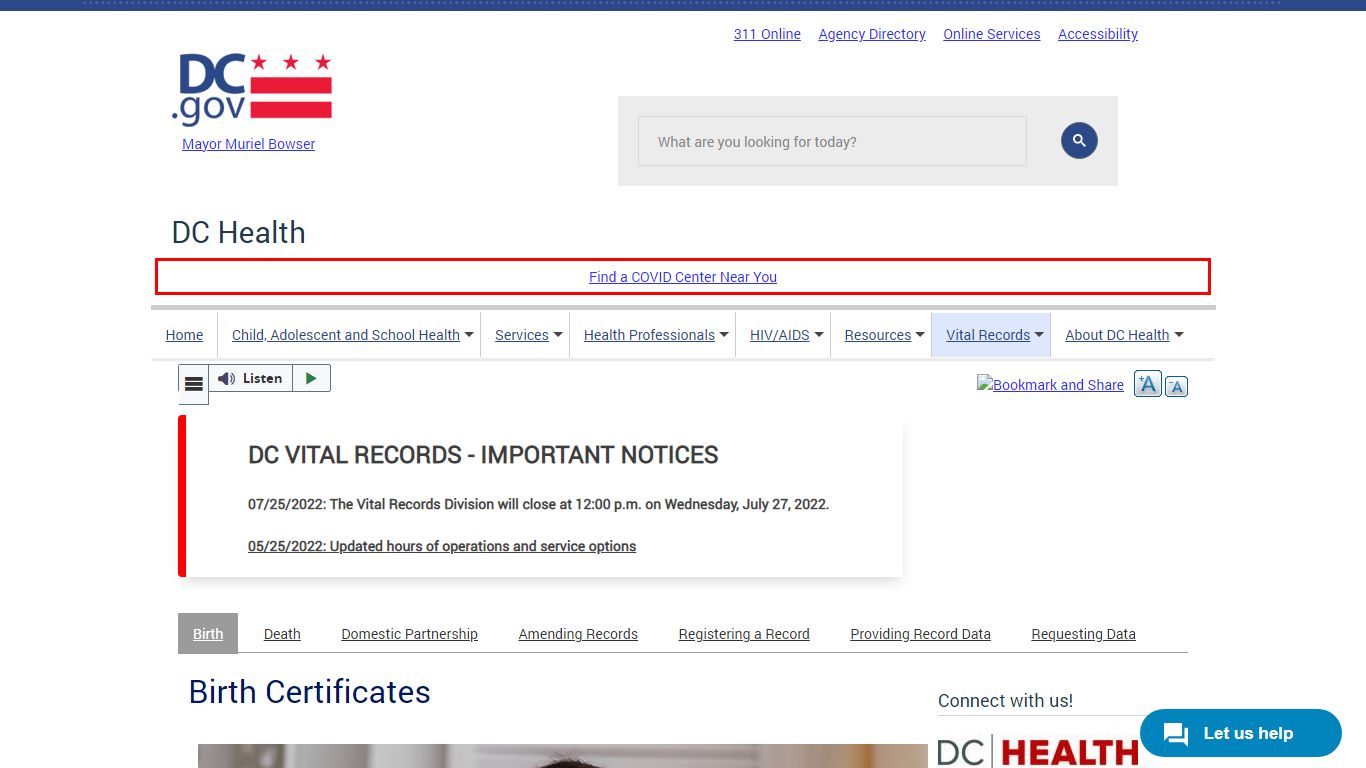 Birth Certificates | doh - Washington, D.C.
